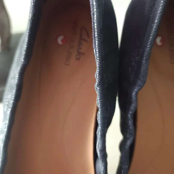 Clarks Women's Navy Shimmer Slip-On Ballet Flats - Picture 7 of 7